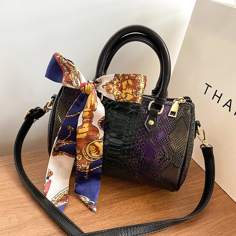 

Serpentine Top Handle Bags Female 2021 New Luxury Designer Purses and Handbags Woman Scarves Vintage Boston Women's Leather Bag