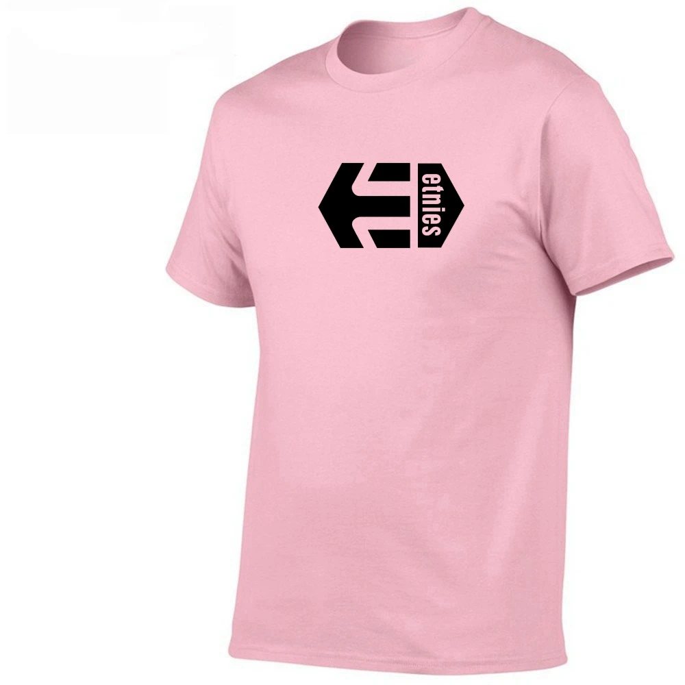

New Solid color Etnies logo T Shirt Mens Black And White 100% cotton T-shirts Summer Tee Boy Tshirt Tops