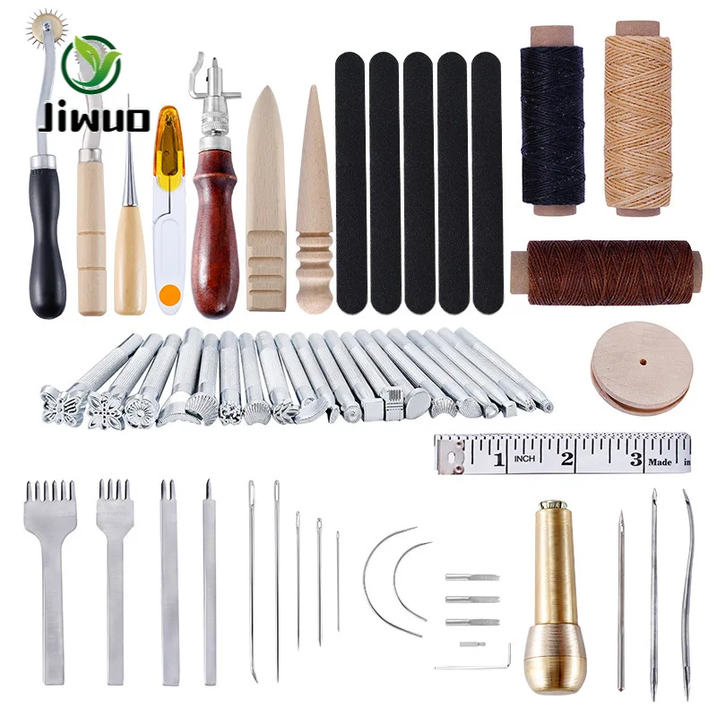 Jiwuo 59 шт. ручная швейная строчка Дырокол резьба работа седло канавочный край