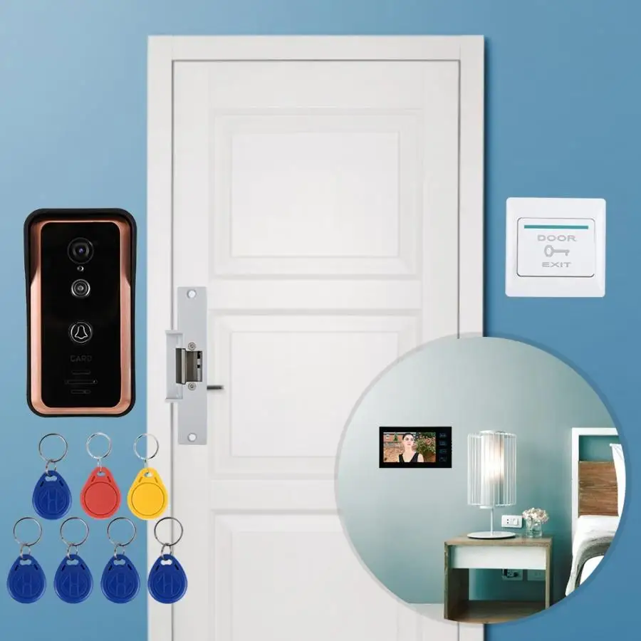 Монитор камеры дверной звонок 7 в 2 монитора проводной видео телефон двери ИК