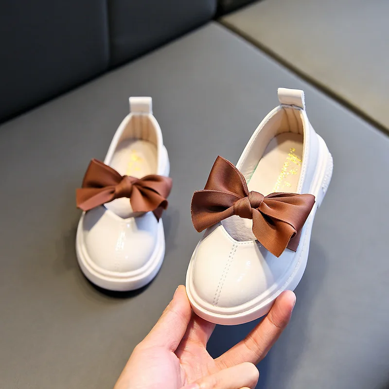 

Toddler Shoes Sneakers Bow Knot Solid Anti-Slippery Sole Sole Comfy Cute Stylish All-Match Single Shoes Student Dress Shoes 2021