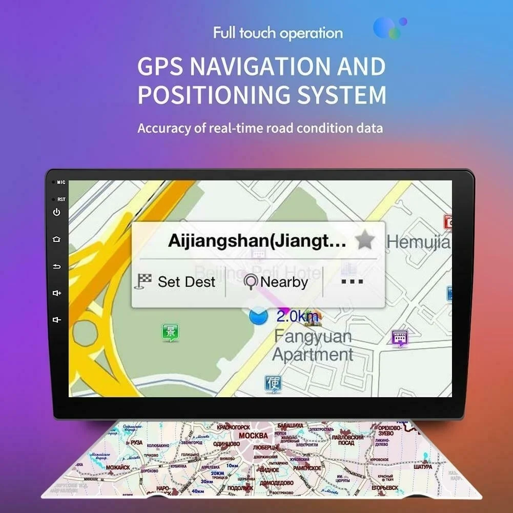 Авторадио четырехъядерный 2DIN Android 9 дюймов Автомобильный стерео BT GPS Navi WiFi MP5 плеер