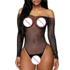 Новое сексуальное женское белье Babydoll ажурные Bling клуб тела Mujer боди просвечивающий со спущенным плечом прозрачная Для женщин сексуальные чулки в сетку
