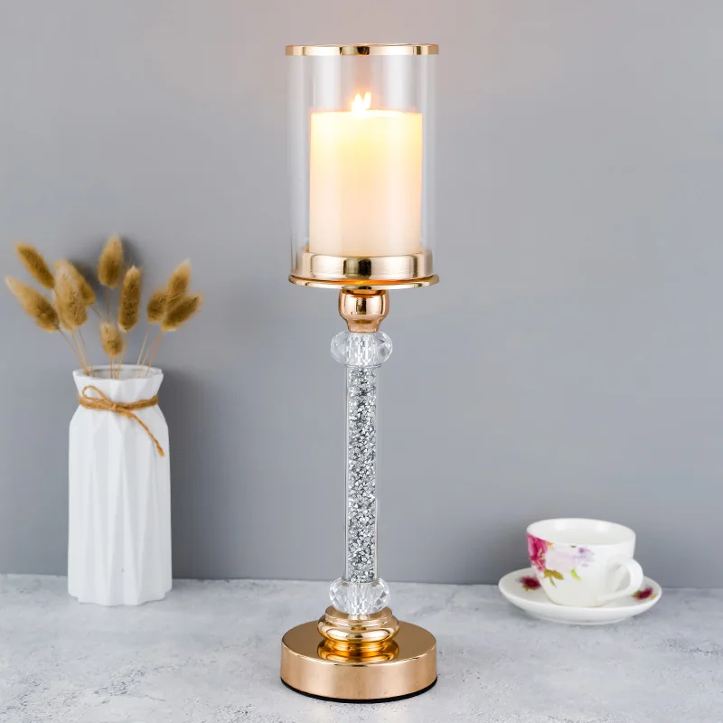 

Crystal Pillar Candle Holder, Candle Holder for Pillar Candles, Used for Wedding, Home Centerpieces,Coffee Dining Table CH202