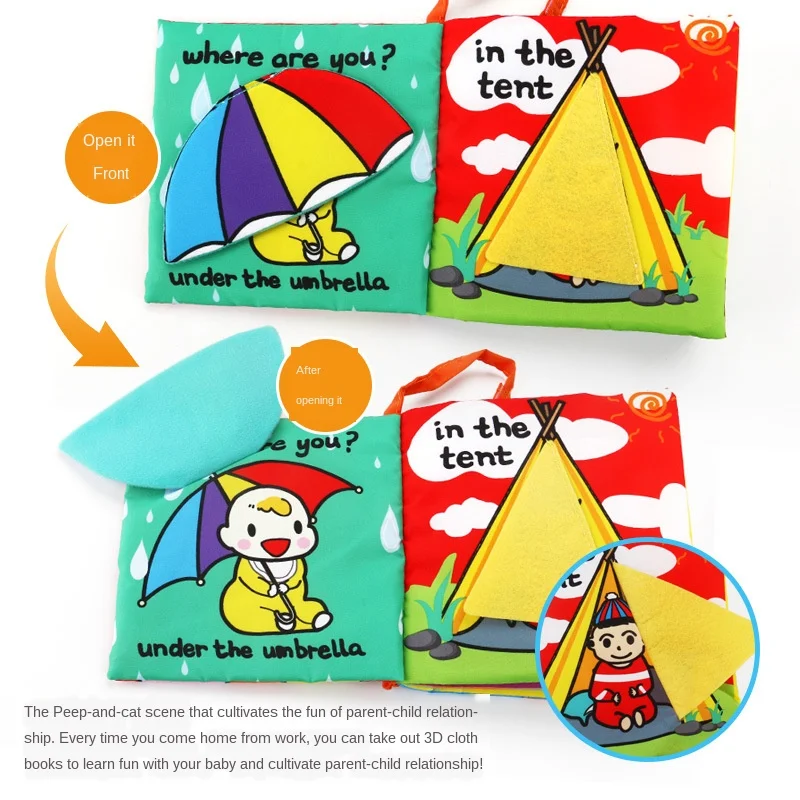 

New Animals Tail Cloth Books 3D Rustle Sound Soft Cloth Reading Educational Baby Toys For Newborn Intelligence Toddler Gift