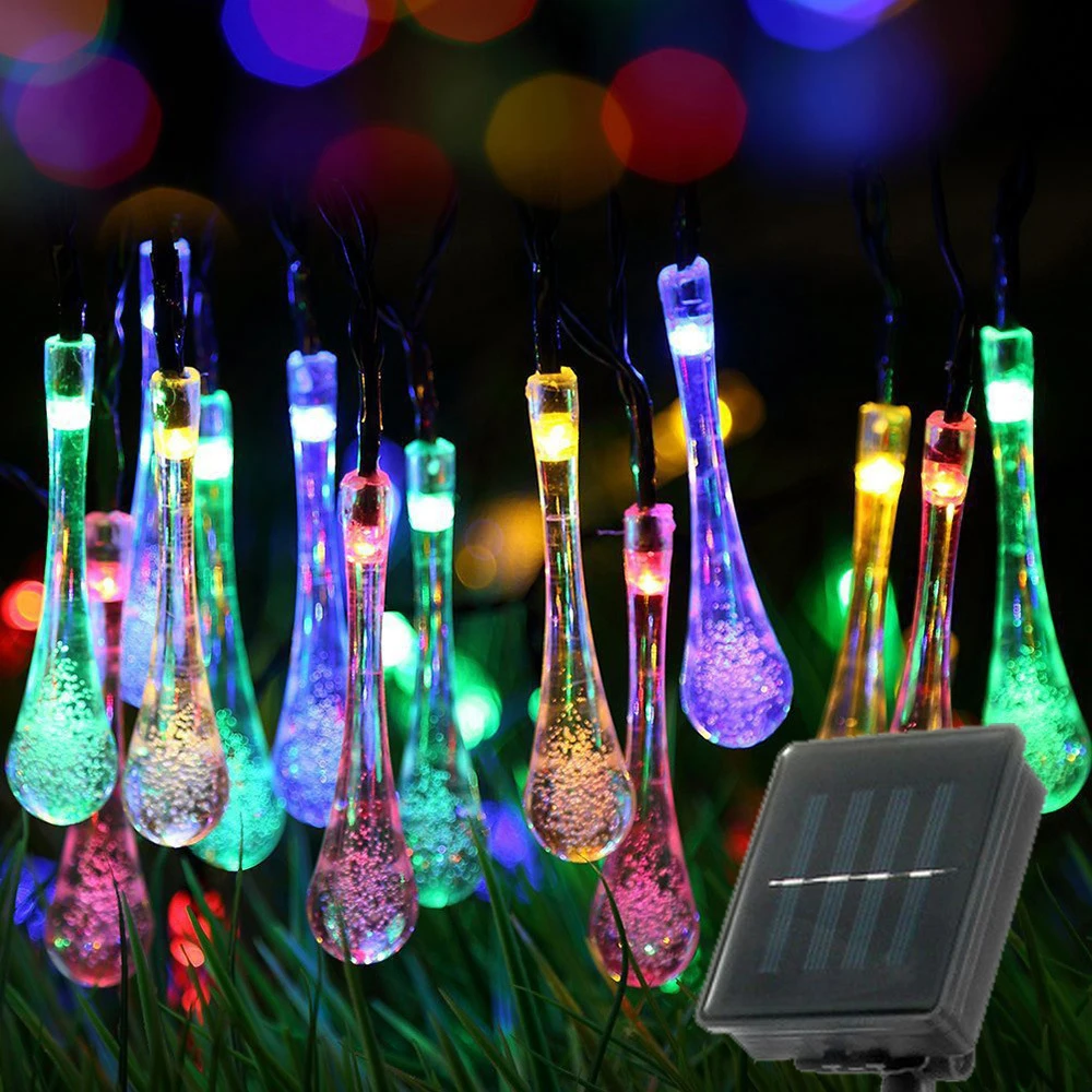 

LED Outdoor Water drops Solar Lamp String Lights 6/5/3m 30/20/10 LEDs Fairy Holiday Christmas Party Garland Garden Waterproof