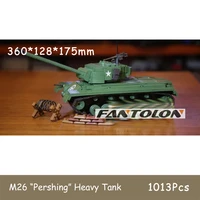 1013pcs m26 pershing heavy tank military series building blocks ww2 us brick with 6 army figures model collection gift toy