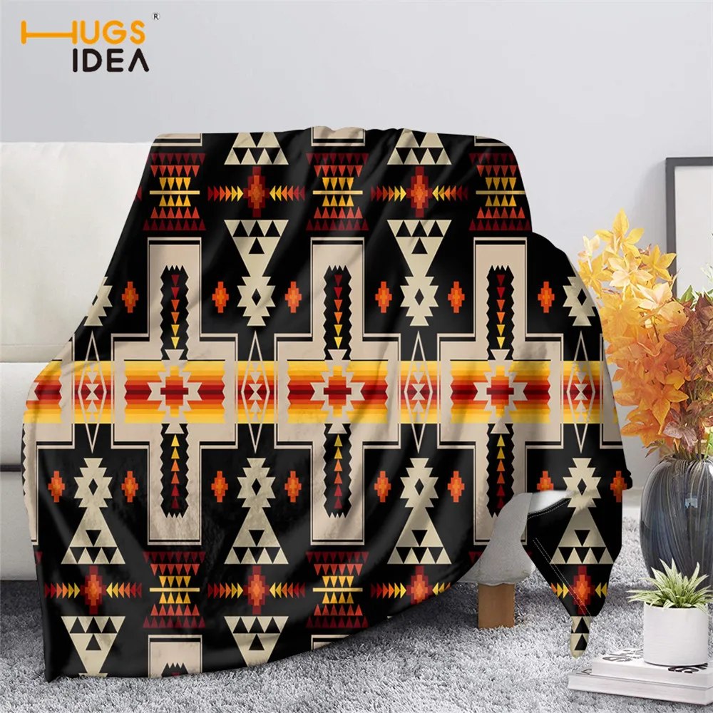

HUGSIDEA Aztec Tribal Printing Fleece Blanket Super Warm Bedding Home Sofa Bed Couch Air Conditioning Thin Quilt for Adult Manta