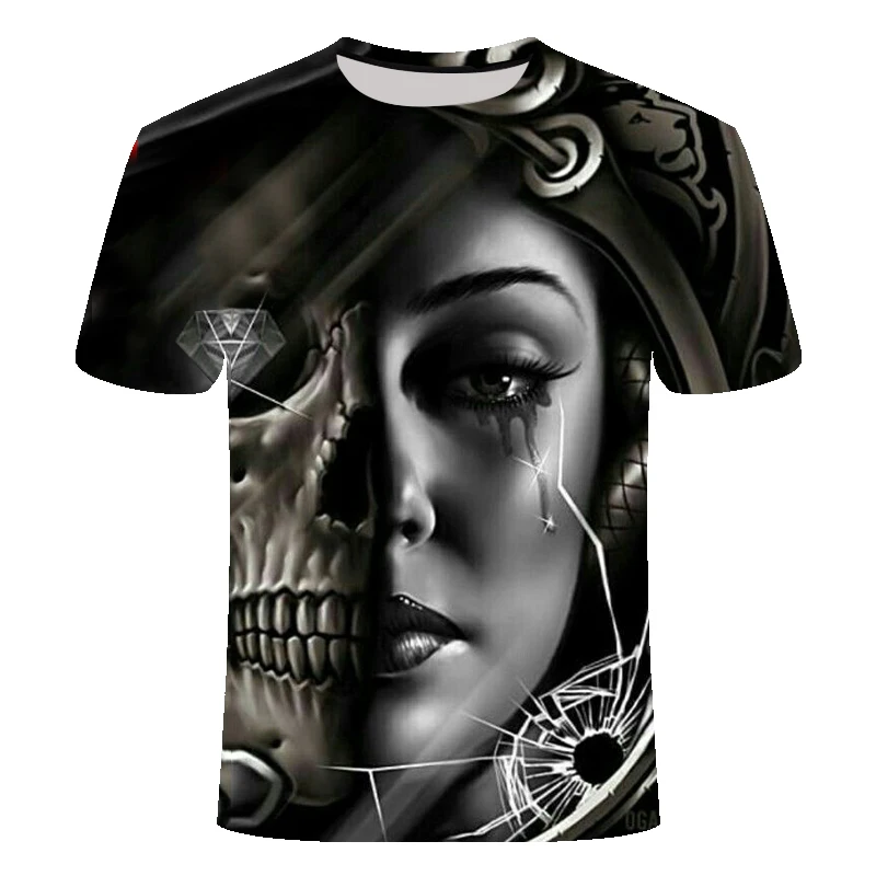 2018 NEW 3d skull poker funny t shirts Men HOT Brand Mens Casual 3D Printed T shirt Clothes tshirt summer top Asian size | Мужская