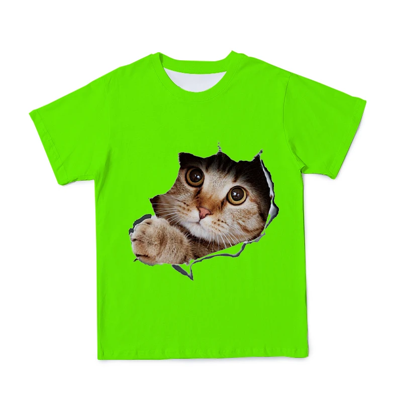 

Funny Cat 3D Printing Children's Clothing T-shirt Boys/Girls O-Neck T Shirt Kids Fashion Print Clothes High Quality T-shirts