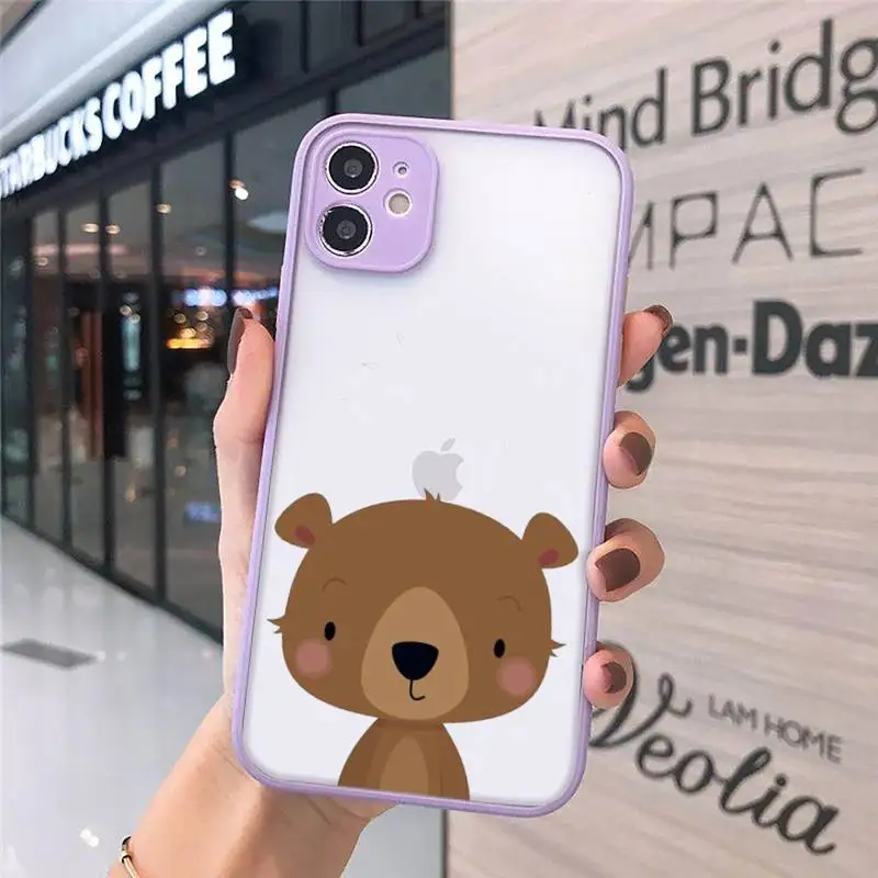 

Cartoon Bear Phone Cases Matte Transparent for iPhone 7 8 11 12 s mini pro X XS XR MAX Plus cover funda
