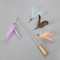 teaser cat wand toys funny cat stick feather toy for cats supplies high quality with 4 feather replacements