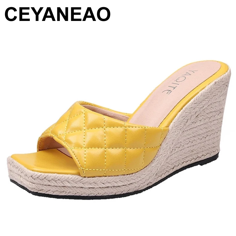 

Сандалии ceyaneaowomen на высокой танкетке, повседневная обувь на толстой подошве, дамские босоножки для отдыха, лето
