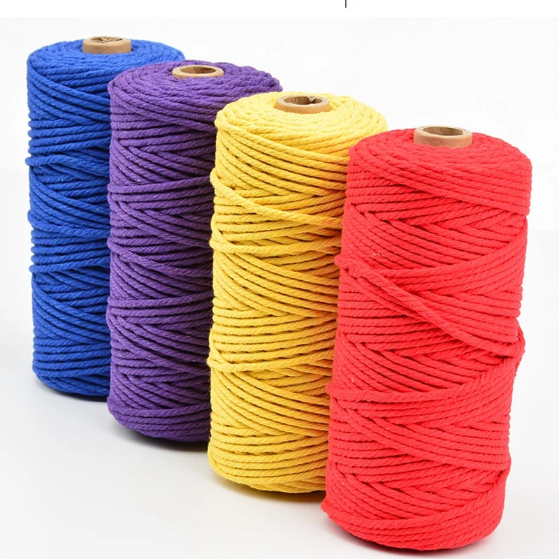 3 мм 100% хлопковый шнур красочная витая веревка резьба Бохо Декор DIY Ручная работа