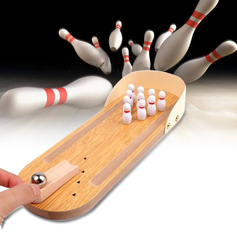 

Parent-child Interactive Game Toy Develop Intelligence Indoor Wooden Tabletop Fun Learning Early Education Mini Desktop Bowling