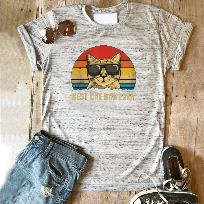 Лучший Кот папа футболки забавные рок Топ папы с графическими принтами для