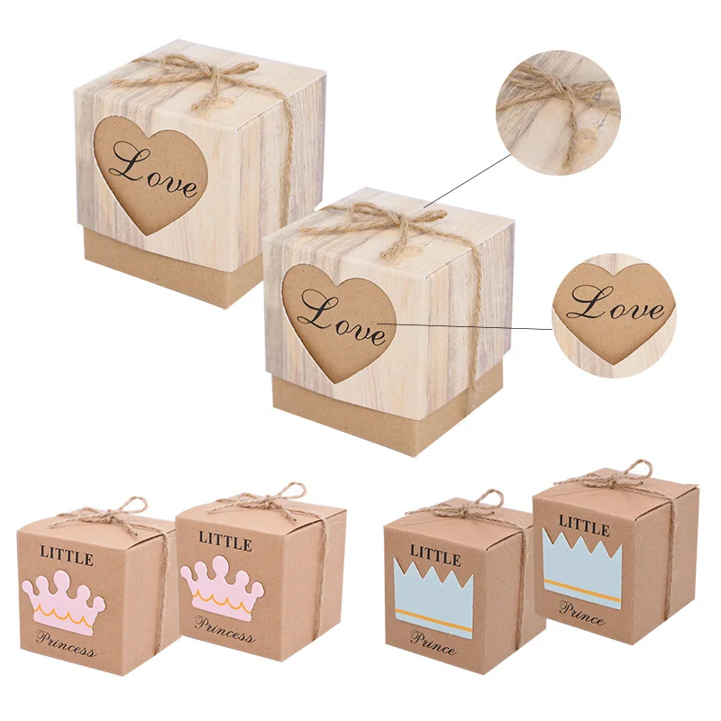 10 шт. крафт Бумага Подарочная коробка маленькая корона принца принцессы в форме