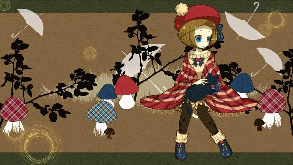 Аниме девушка искусство Кот грибы Зонт TPP328 тканевый постер печать для декора