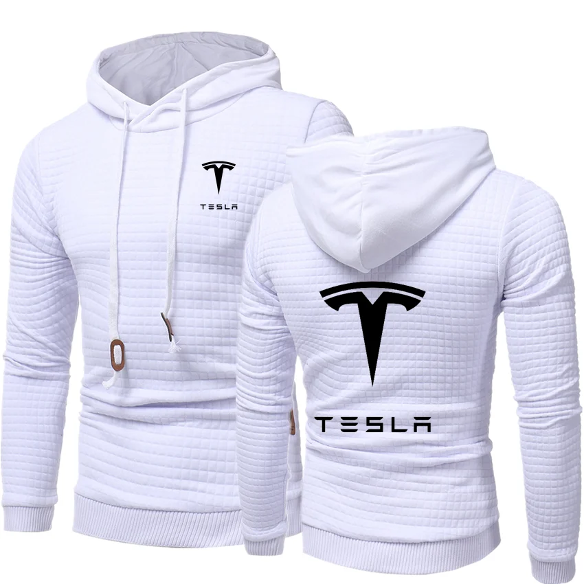 

Мужская клетчатая Толстовка Tesla с принтом логотипа автомобиля, Новинка осени 2021, Повседневная Популярная мужская мода, уличный свитер в сти...