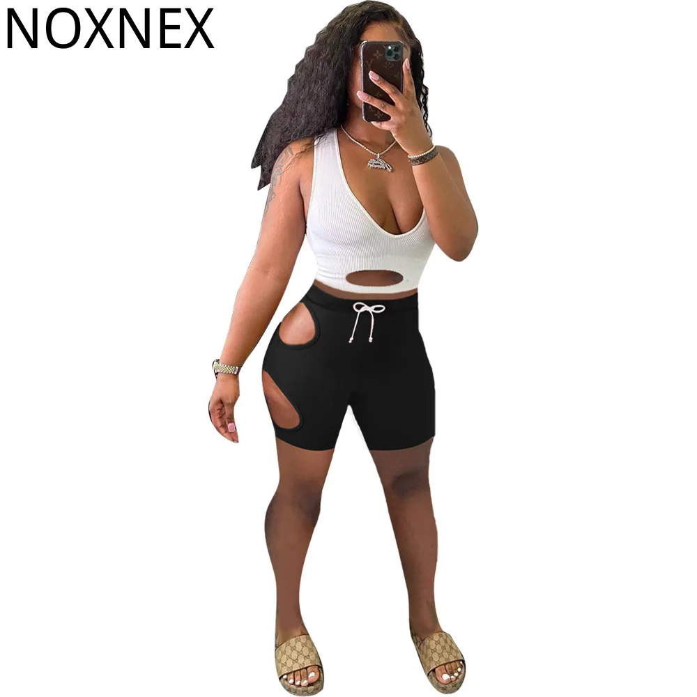 

Комплект из двух предметов NOXNEX, Соблазнительные костюмы, короткий топ с открытым пупком и эластичные шорты, однотонный костюм