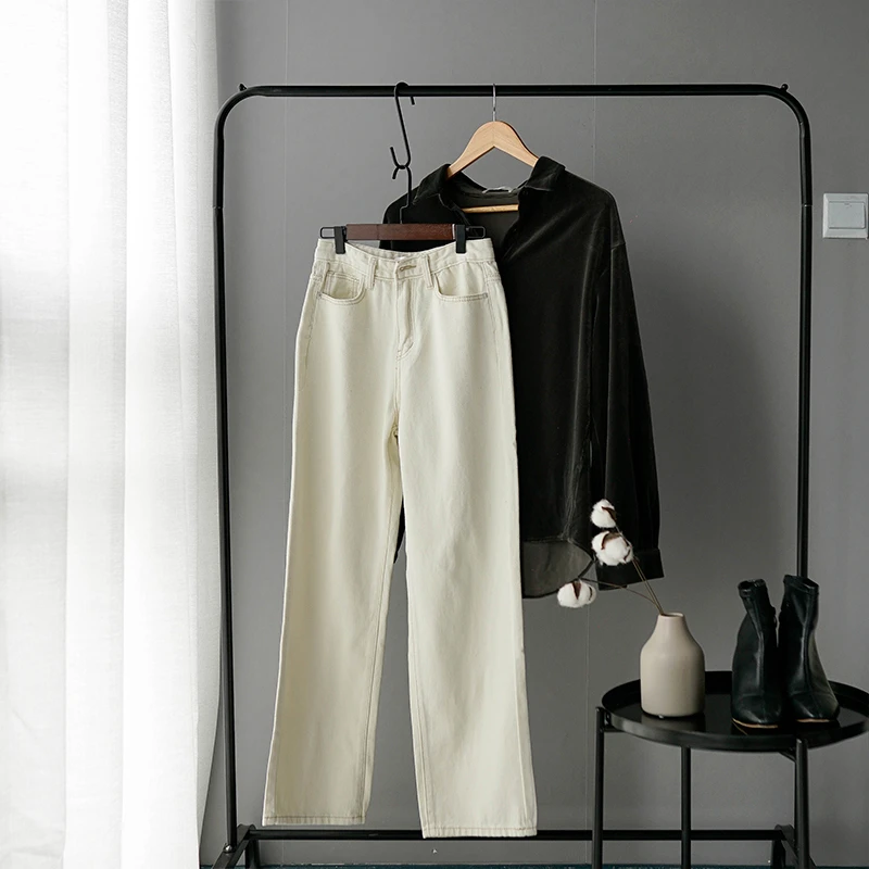 Toppies 2021 spring White Jeans women Denim pants High Waist Trousers korean mom Streetwear | Женская одежда