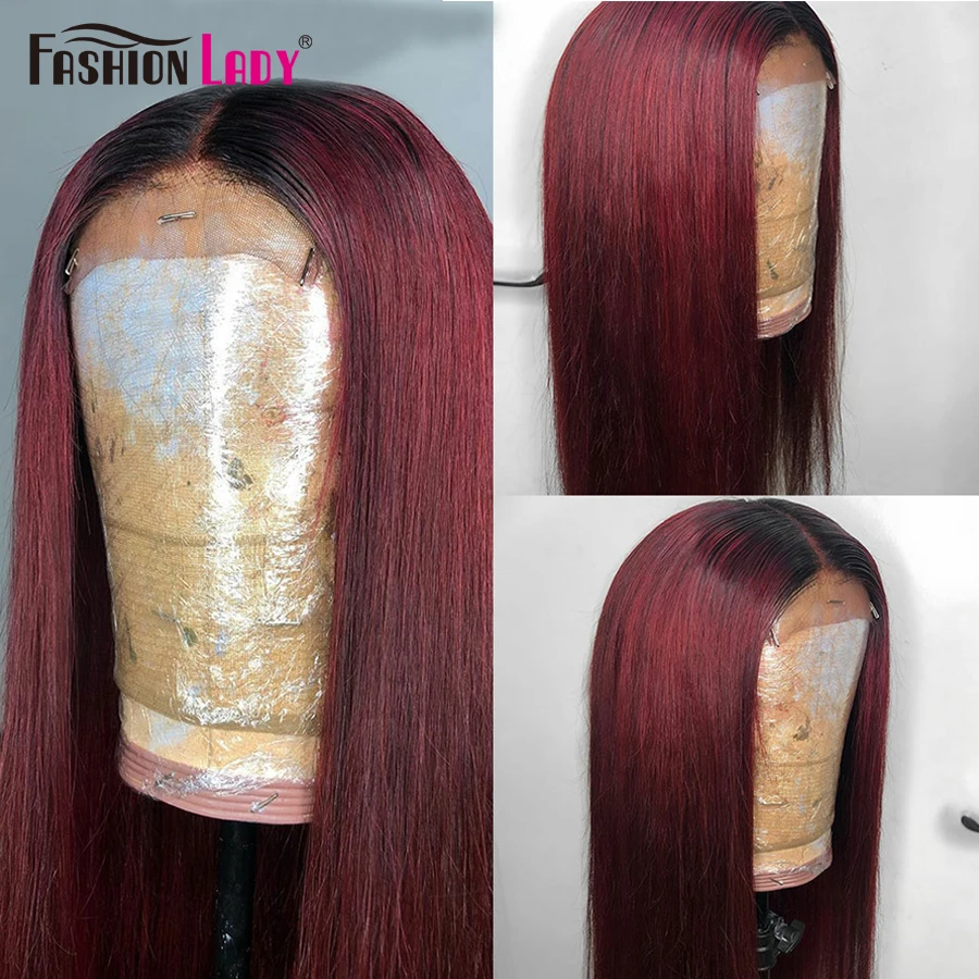 Модные женские кружевные парики предварительно окрашенные 1b 99j прямые Омбре