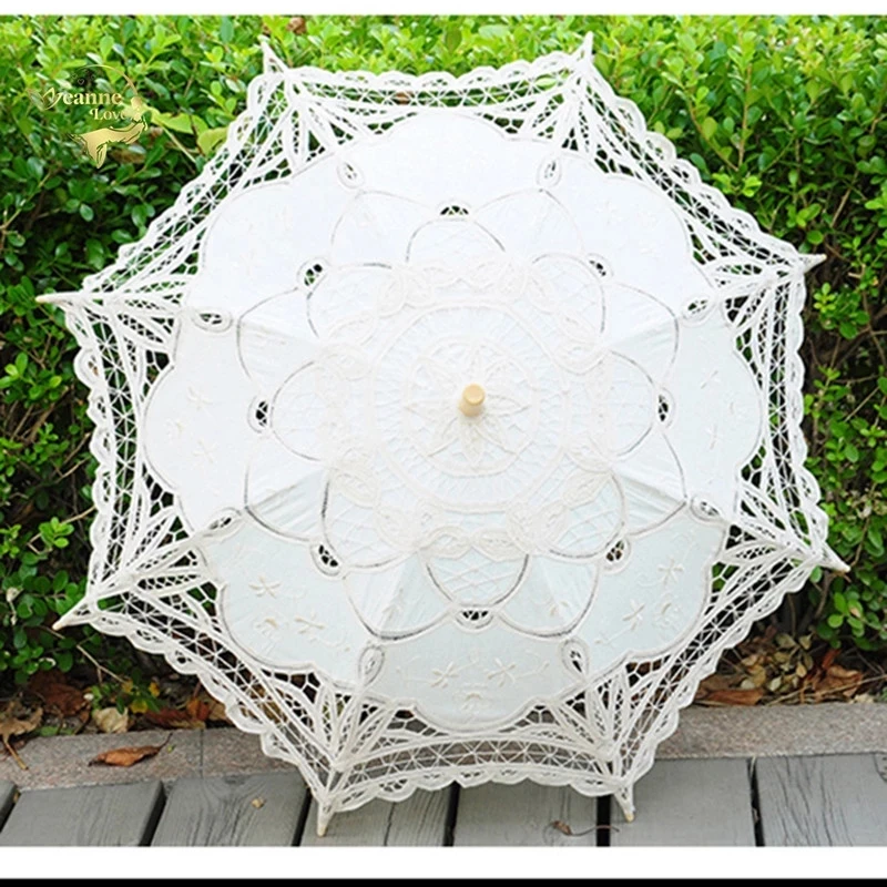 

2021 летний Винтажный кружевной свадебный зонтик с вышивкой, белый женский зонтик от солнца, Свадебный зонтик для невесты, солнцезащитный зон...