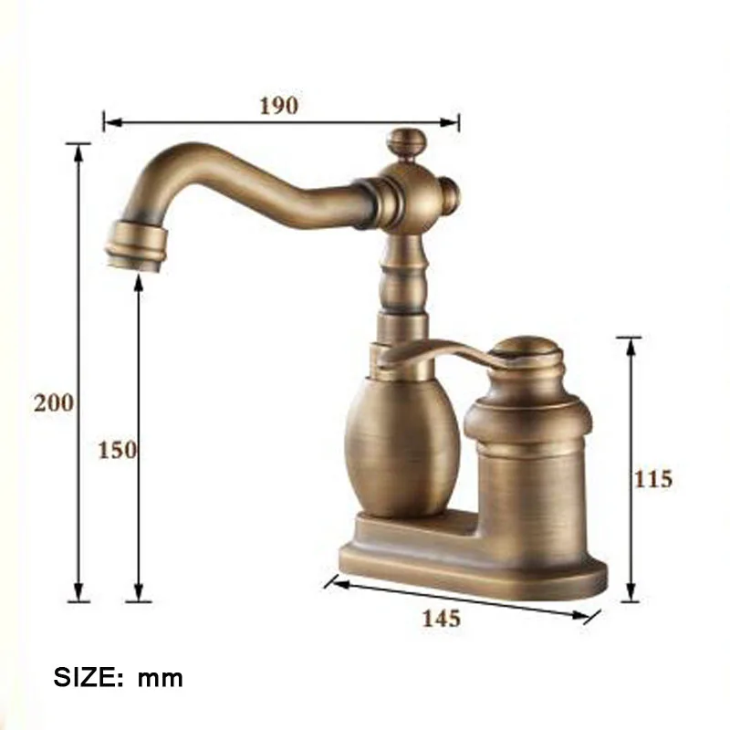 Античный латунный Смеситель для умывальника ванной комнаты с одной ручкой