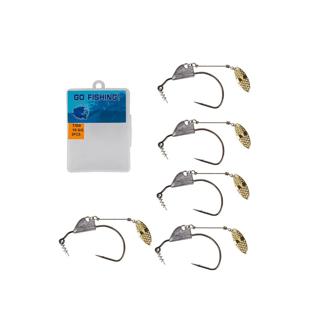 

5 Pcs Exposed Jig Crank Head Barbed Hook Crank Offset Fishing Hook Fish Hooks Fit for Texas Rigs Fishing Tackle