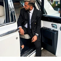 formal black stripe mens coat suits custom made plus size business best man jacket blazer 2 pieces jacketblack pants