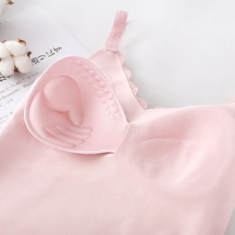 Asha&Vicki New  Velvet Thermal Underwear Women Non-marking Chest Pad Thermal Vest Women Brushed Heating Lace Flowers Vest Sling