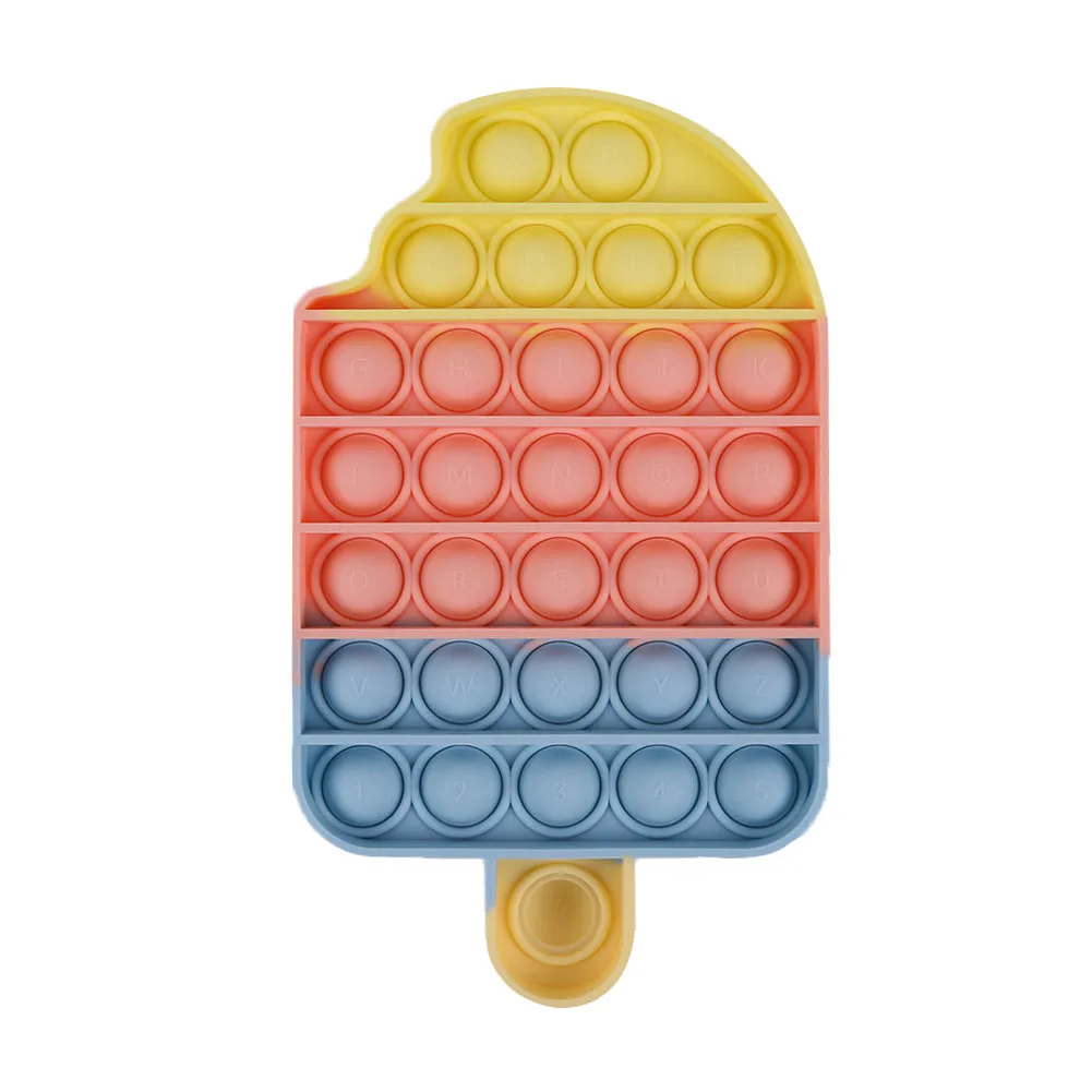 Juguetes para ni&ntilde;os y adultos, juguete de burbujas de silicona con forma de helado, arco&iacute;ris, para aliviar el estr&eacute;s-0