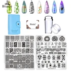 Квадратные штамповочные пластины Biutee для ногтей, 8 шт. + 1 набор штампов + 1 сумка для хранения, скребок для ногтей, пластина с изображением, маникюрный набор