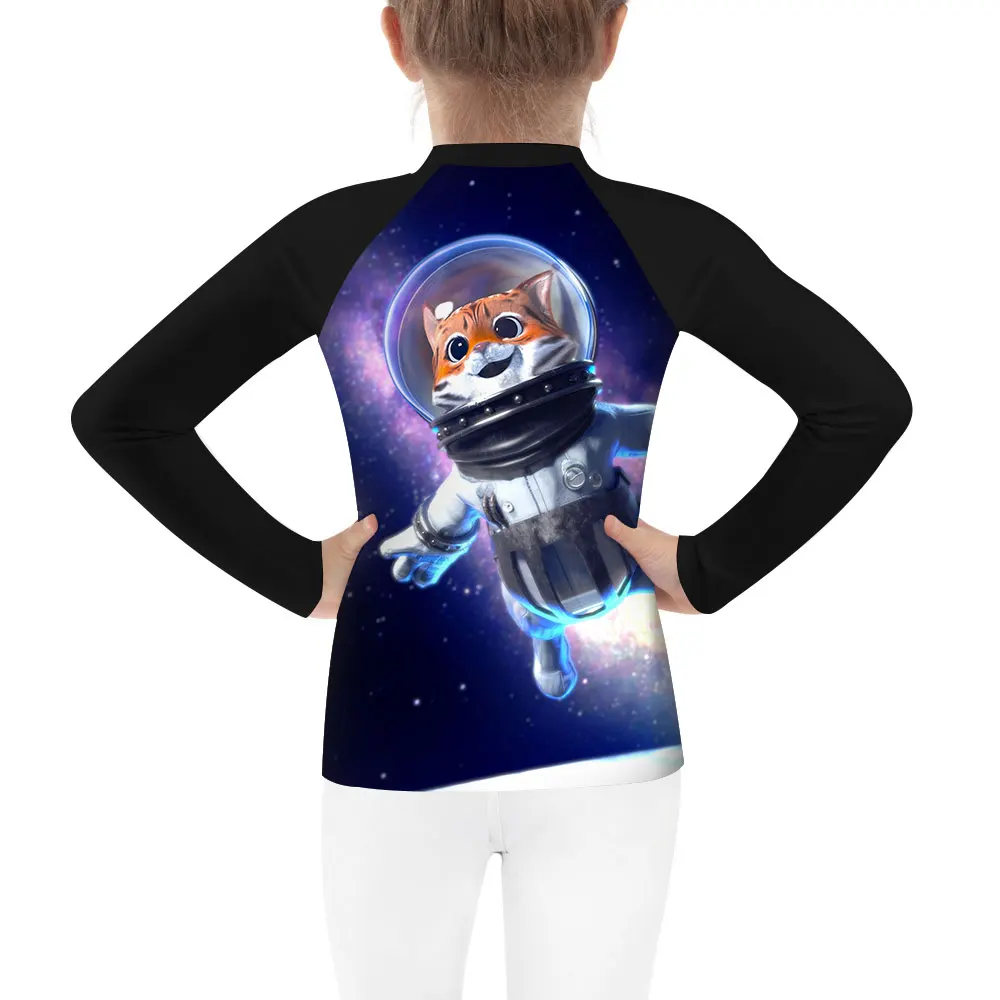 Для молодых людей Space Cat без Gi Jiu Jitsu (джиу джицу) сжатия Спортивная одежда с длинным