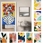 Японская красочная цветочная окрашенная кухонная занавеска для спальни, кафе, гостиницы, декоративная дверная занавеска, короткая подвесная занавеска