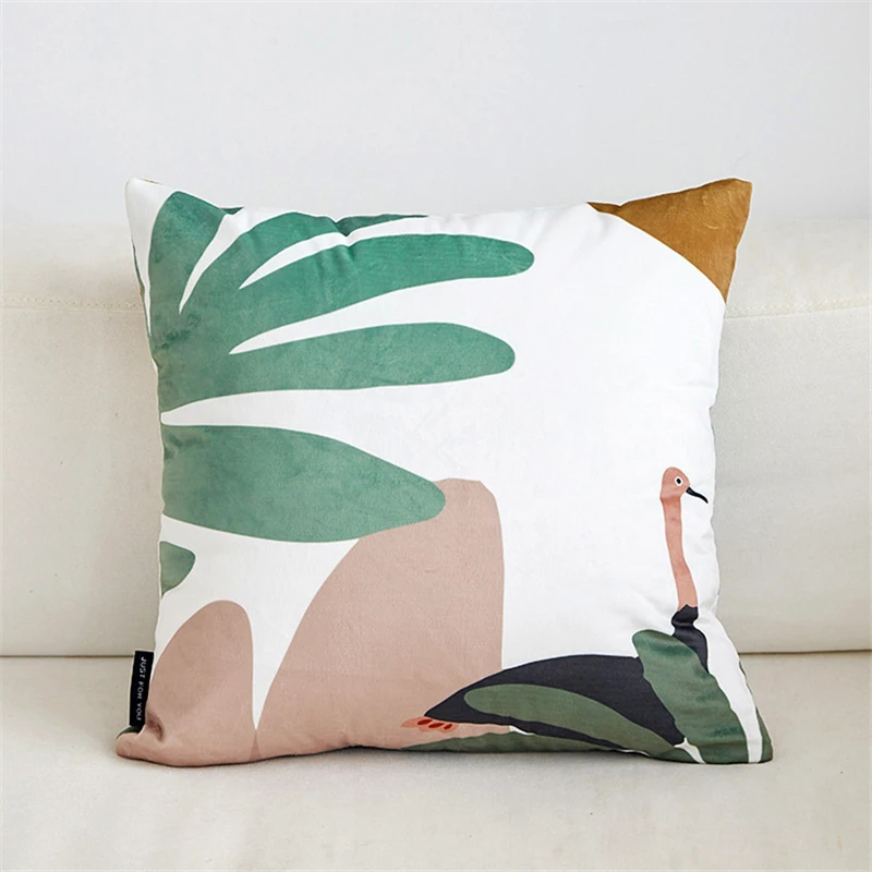 Тропический Подушка с принтами листьев крышка леопардовым принтом из птиц