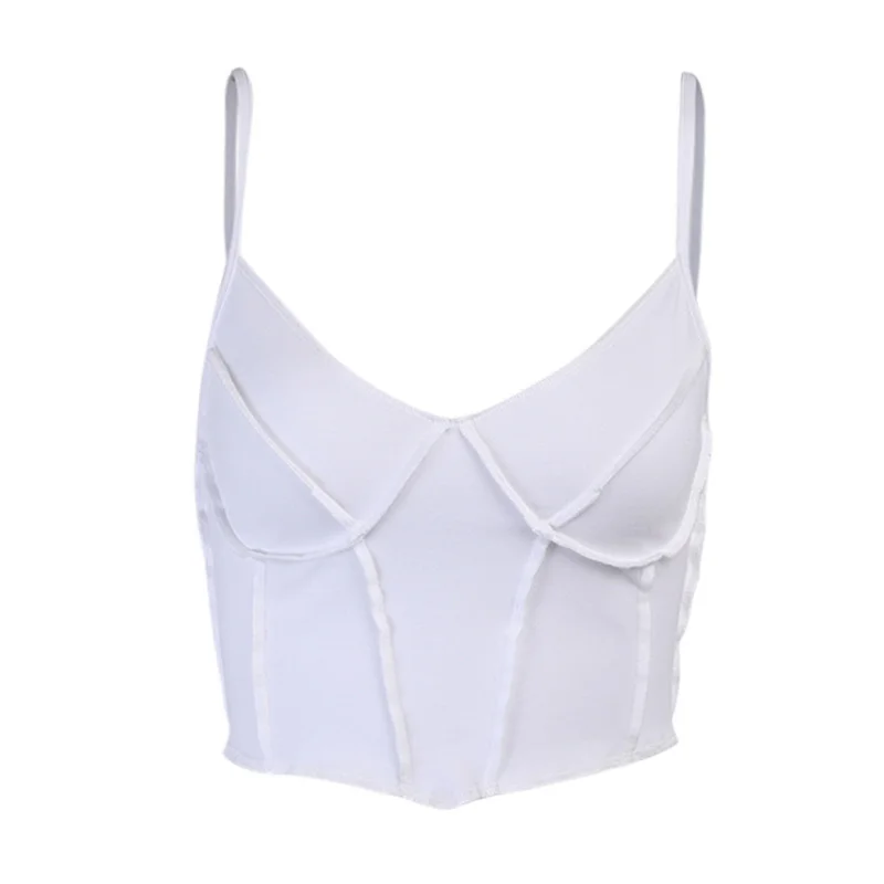 

Ladies Summer Sexy Camisole Solid Color V-Neck Sleeveless Backless Top Women Slim Fit Midriff-baring Crop Top For Clubwear