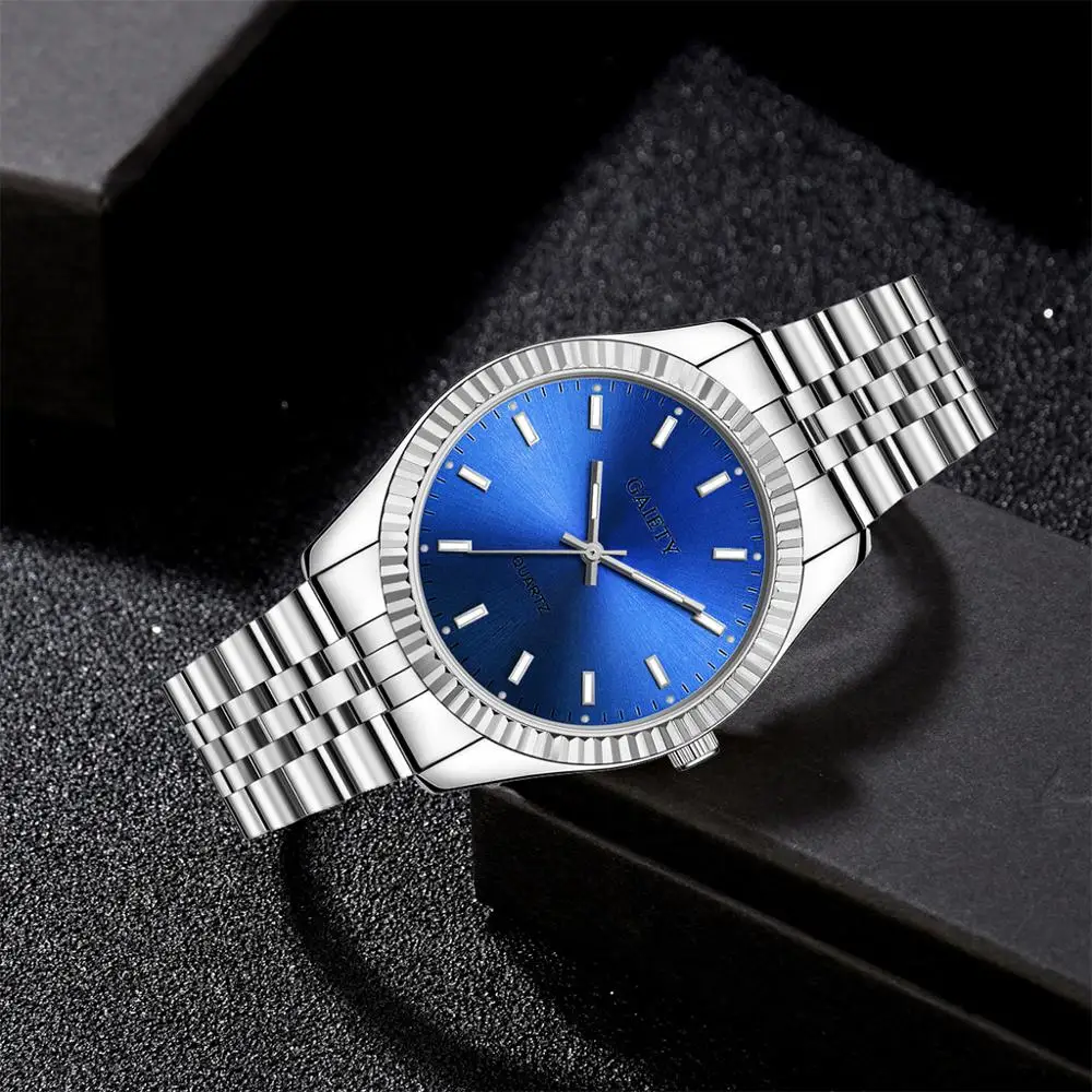 

Business Unisex Stainless Steel Strap Luxury Watch With Diamond High Quality Men's Wristwatches Gold Silver