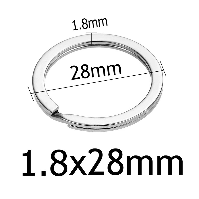 Flat 1.8x28mm 10 шт./лот Нержавеющая сталь Отверстие Ключ Брелок для ключей 20/23/25/28/30/33/35 мм Для женщин Сталь круглый Разделение милый брелок подарки для Для мужчин - Цвет: Flat 1.8x28mm
