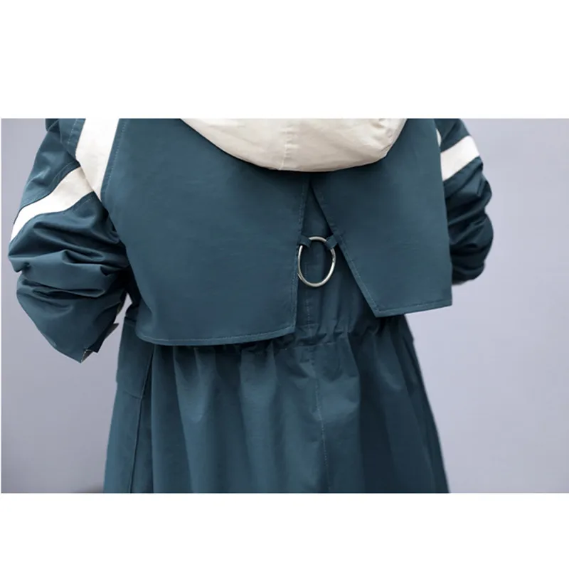 

2020 Spring Autumn New Women Trench Coat Hooded waist Drawstring Slim Long Overcoat Female Casual Tops High quality Windbreaker