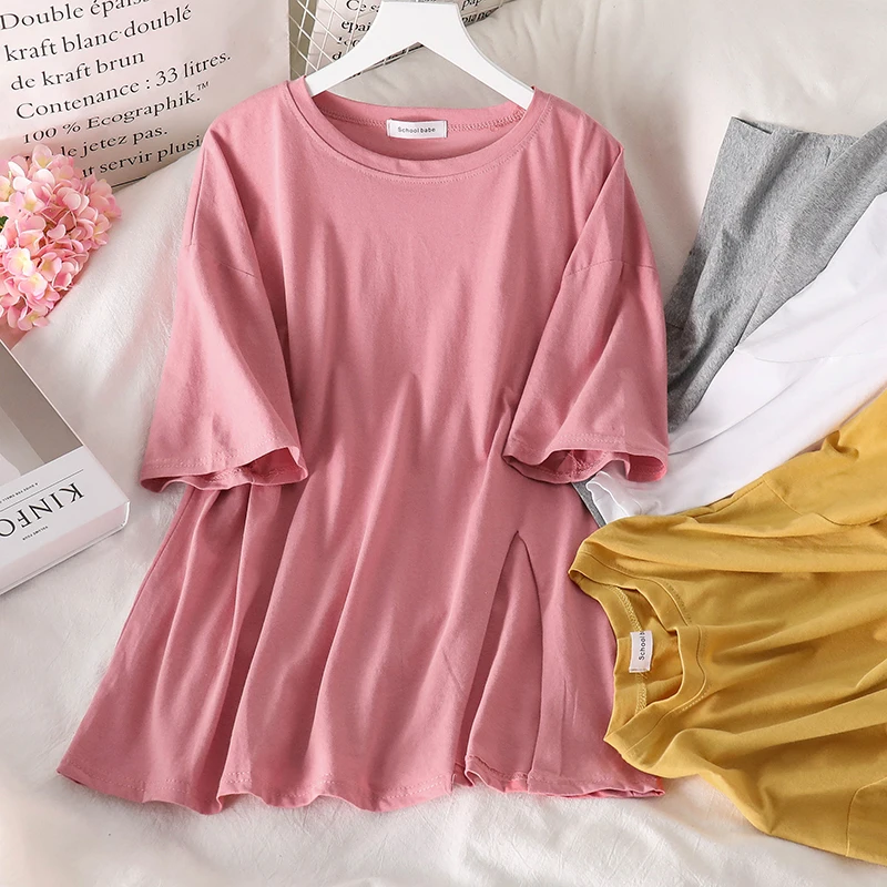 Женская летняя футболка со скидкой средней длины новинка Свободный Топ с