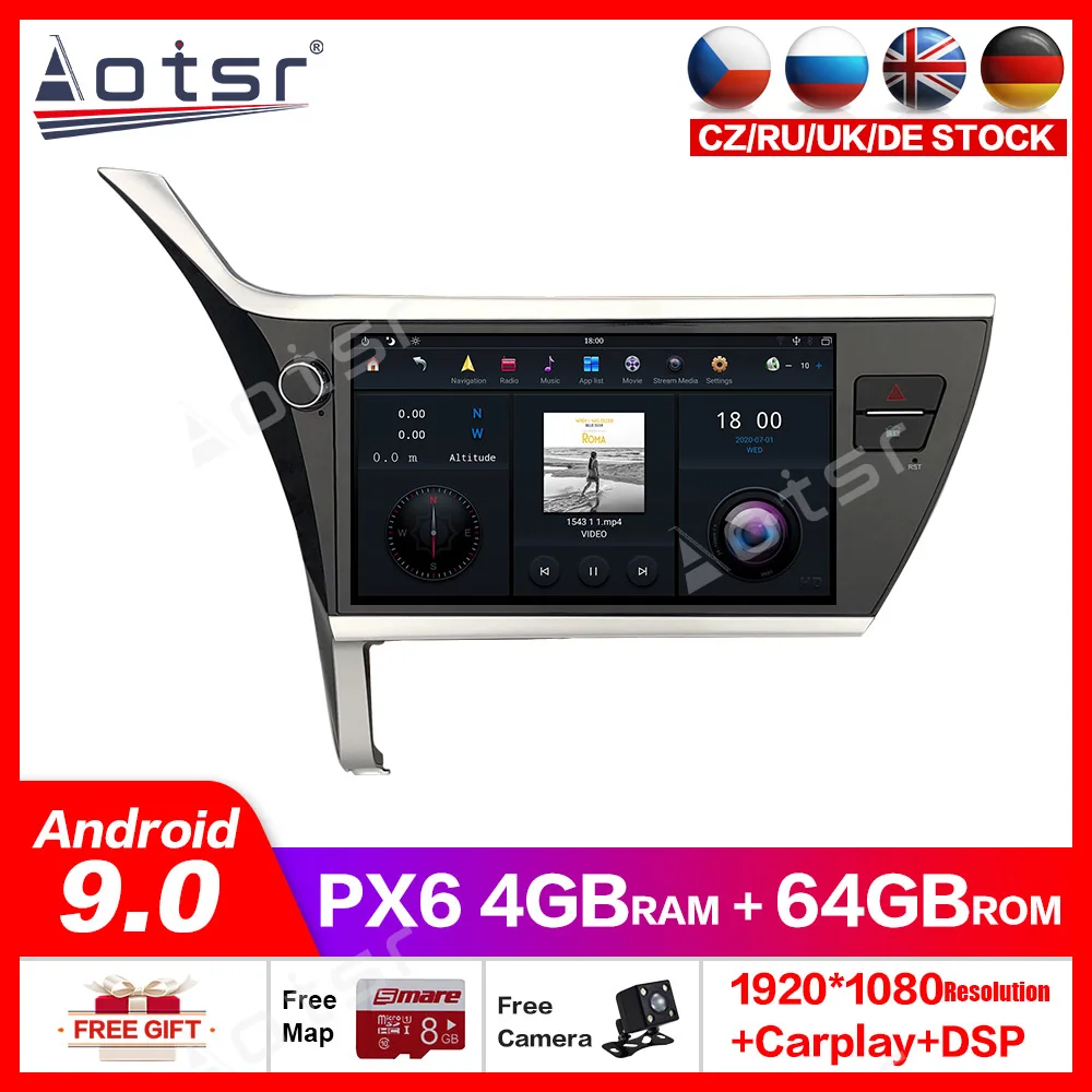 11 8 &quotMAX pad Android 9 0 4 + 64 ГБ Автомобильный GPS навигатор мультимедийный плеер для Toyota