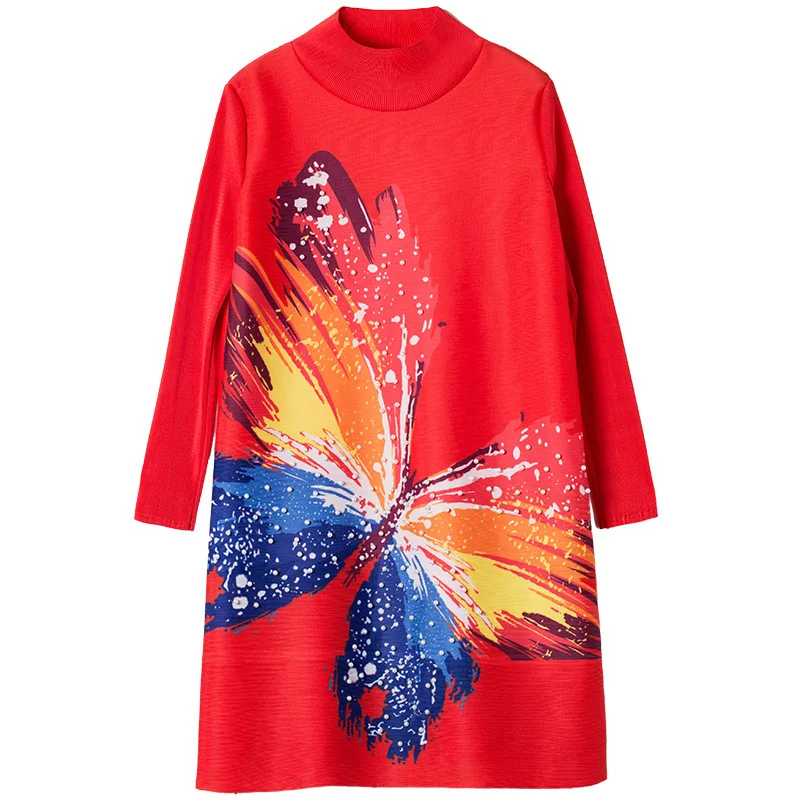 

and autumn 2018 miyake fold fat mm couture fashion in Europe and America favors a word loose big code print dress