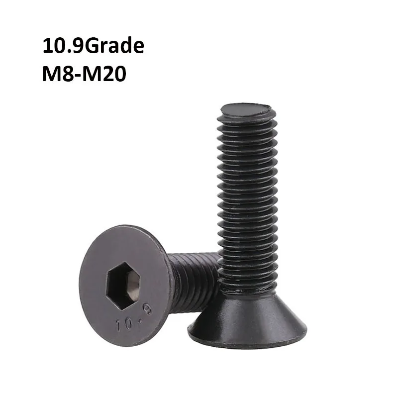 M8 M10 M12 M16 M20 Black Flat Head Screws DIN7991 Grade 10.9 Hex Hexagon Socket Countersunk Head Screw Bolts