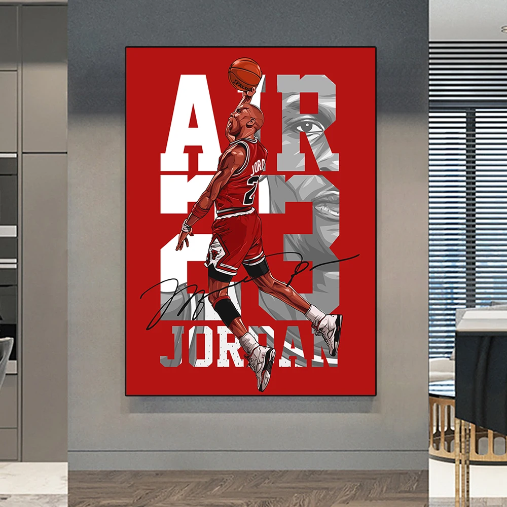 

Modern Basketball Star Canvas Painting Poster Fly Dunk Basketball Wall Art Pictures for Living Room Interior Bedroom Decoration