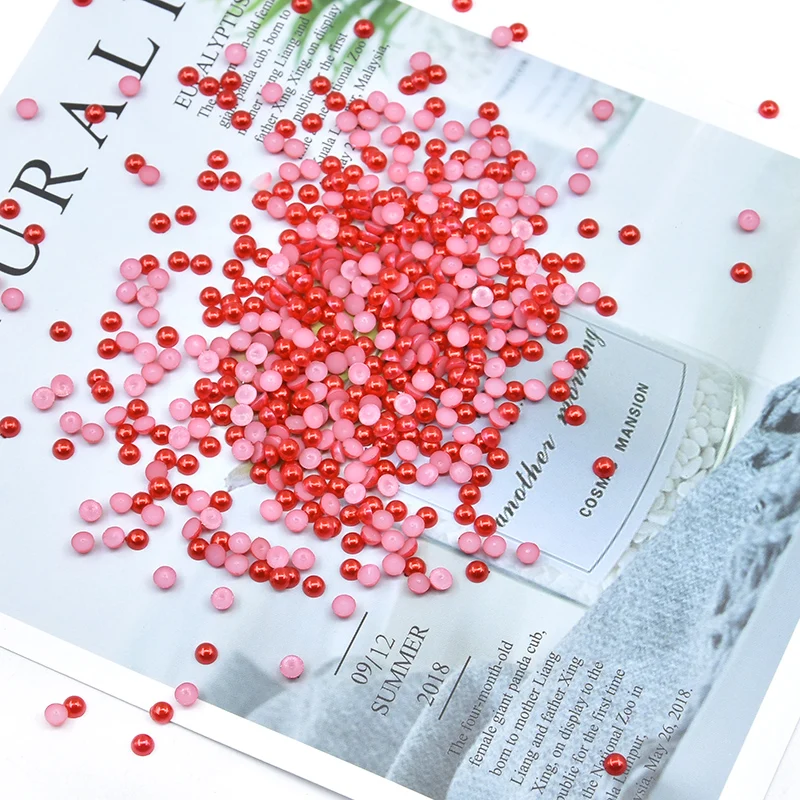 

4mm 500pcs White/Ivory/Random Mixed Color Flatback Half Round Pearl Craft ABS Imitation Pearl Resin Scrapbook Beads DIY Decorate