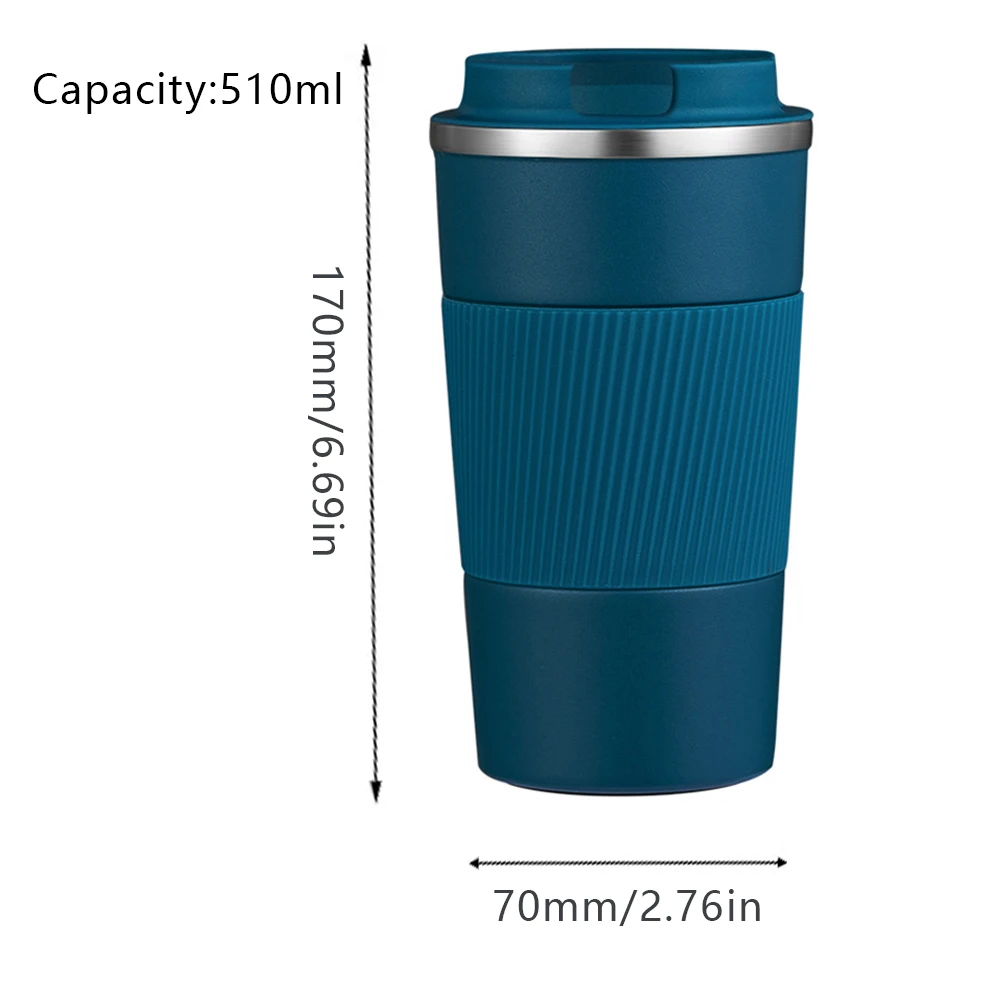 

510ml Insulated Coffee Cup Stainless Steel Double-Layer Vacuum Coffee Mug With Leakproof Non-Slip Cover Water Bottle For Gifts
