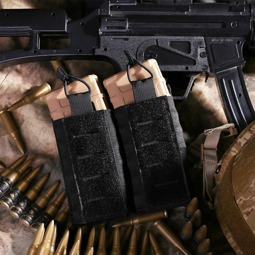 

1000D Tactical Magazine Pouch Open-Top Double Mag Holder Carrier Bag Pistol Magazine Holster with Front Loop Surface