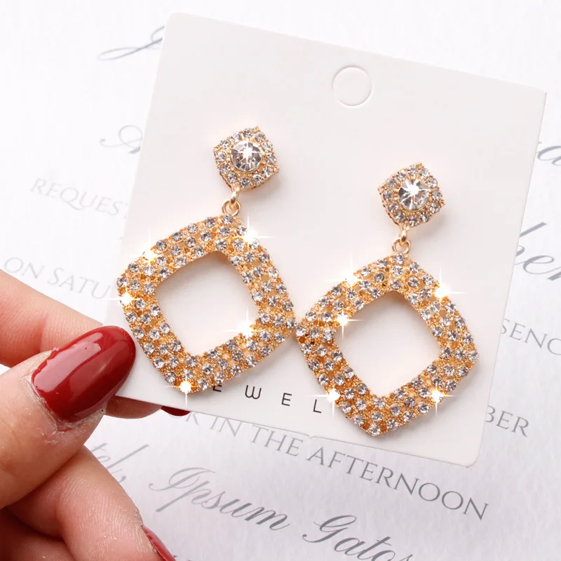 

2020 new geometric diamond earrings temperament Korean personality wild earrings