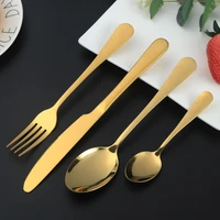 gold dinnerware set stainless steel tableware set knife fork spoon flatware set dishwasher safe cutlery set